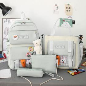 Ensemble de sacs d’école Kawai pour adolescents 4Pcs JUXINGYUAN Gris – محفظة 4 قطع كاواي رمادي