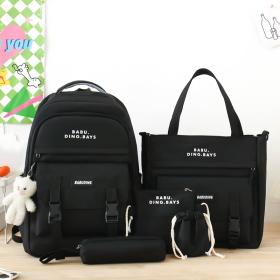 Ensemble de sacs d’école Kawai pour adolescents 5Pcs Bieyoumi Fashion Noir – محفظة 5 قطع كاواي أسود