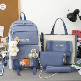 Ensemble de sacs d’école Kawai pour adolescents 4Pcs HAOLIDA V1 Bleu – محفظة 4 قطع كاواي أزرق