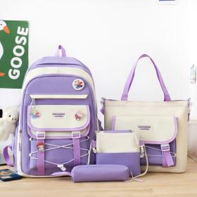 Ensemble de sacs d’école Kawai pour adolescents 4Pcs GUORANCHAO Mauve – محفظة 4 قطع كاواي بنفسجي