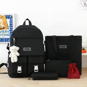 Ensemble de sacs d’école Kawai pour adolescents 5Pcs CLBD V2 Noir – محفظة 5 قطع كاواي أسود