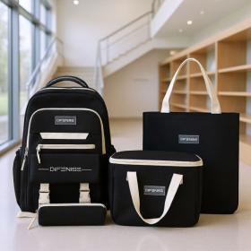 Ensemble de sac à dos kawaii 4Pcs avec porte manger isotherme noir – طقم محفظة مع حقيبة حفظ الطعام