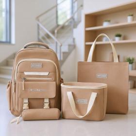 Ensemble de sac à dos kawaii 4Pcs avec porte manger isotherme beige – طقم محفظة مع حقيبة حفظ الطعام